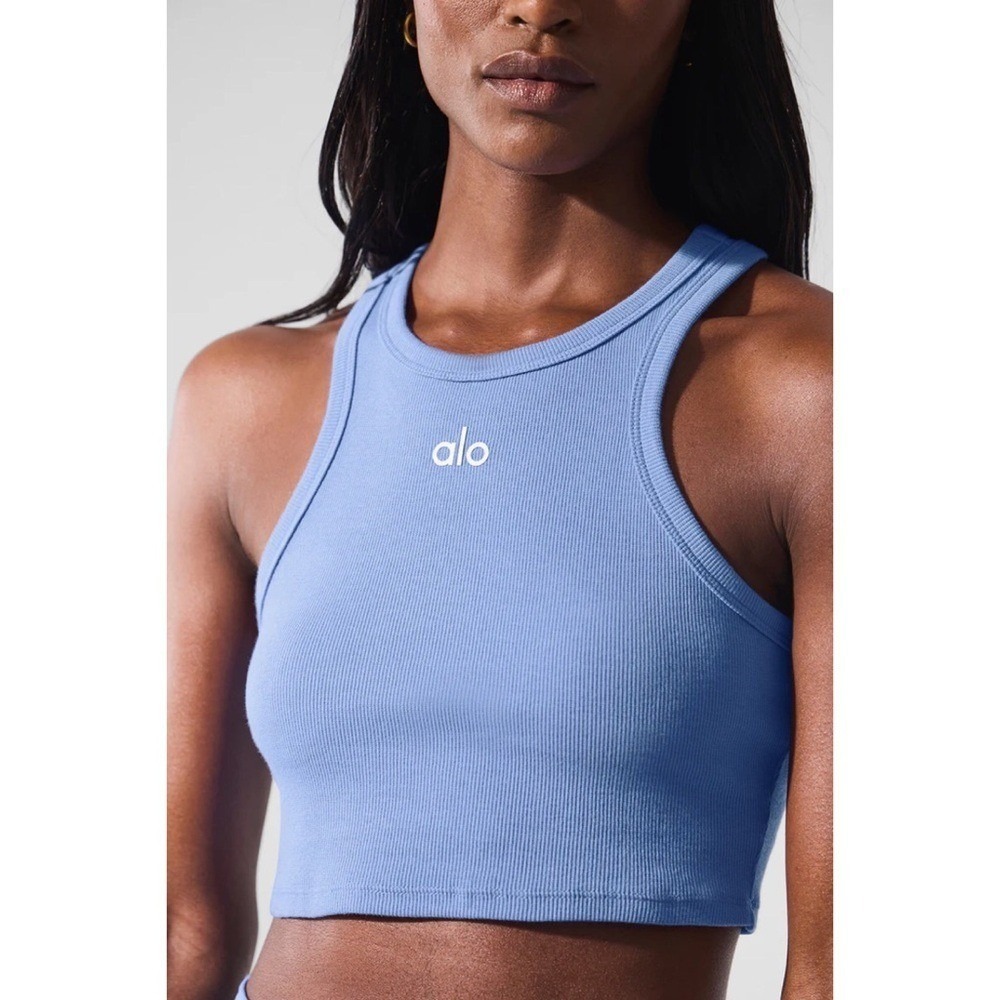 Alo Yoga Aspire Tank Crystal Clear Blue/White L - Picture 2 of 8